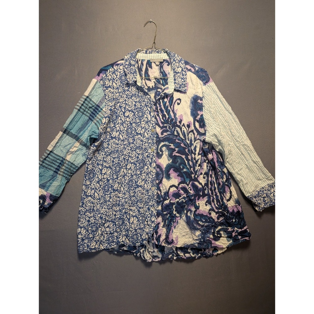 Habitat Shirt Womens Medium Multicolor Paisley Mixed Print Button Up Tunic